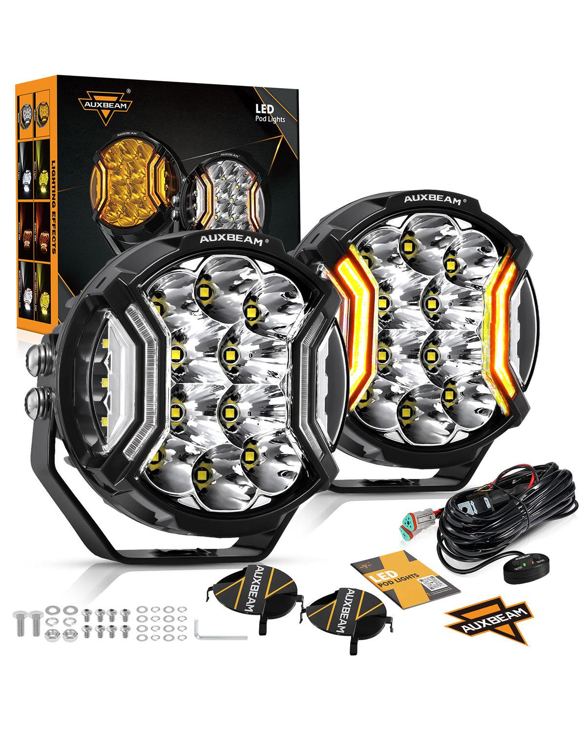 Serie V-ULTRA | Luces de cápsula blancas con tirador lateral LED de 5 pulgadas y 172 W con DRL ámbar