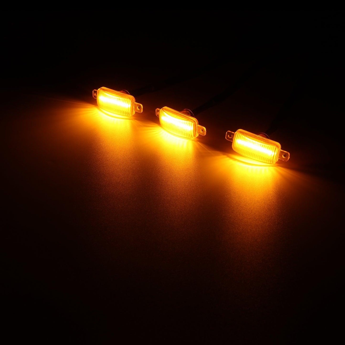 (3pcs/set) LED Front Grille Lights Raptor Style Amber Light Fit for GMC Sierra 2500 HD 2016-2021 (Amber shell/ Smoked shell)