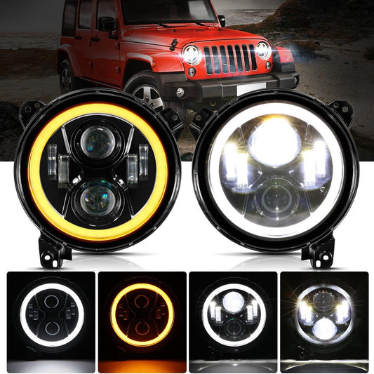 (2pcs/set) 9 Inch LED Headlights with DRL Halo Ring for Jeeps Wrangler JL Jeep Gladiator JT 2018 2019 2020 2021 2022