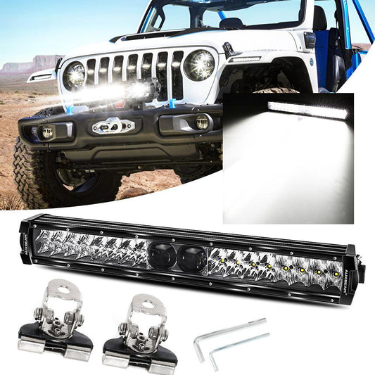 22 Inch 5D-PRO Series 22000LM Spot Beam Off Road Led Light Bar+Universal Mounting Brackets Adjustable Pillar Hood