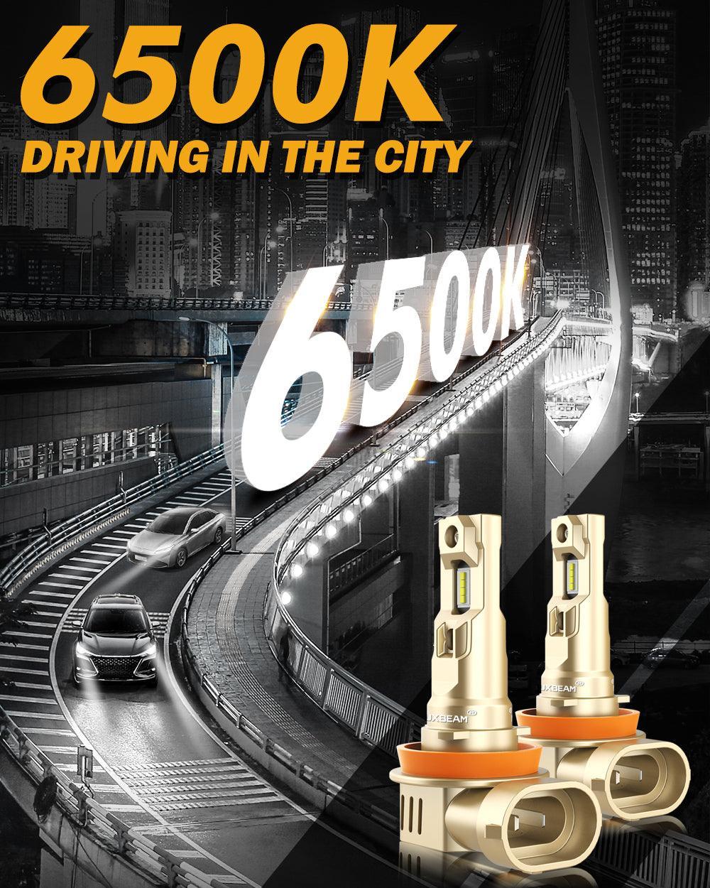 H11/H9/H8/H16JP LED Headlight Bulbs 60W 16000LM Q20-SE Series 1:1 OEM Factory Size 6500K Cool White | 2 bulbs