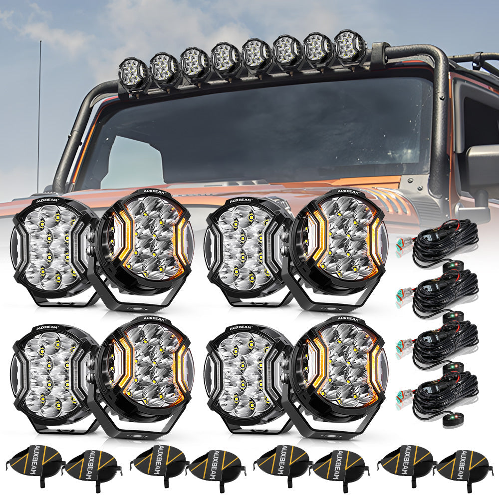Serie V-ULTRA | Luces de cápsula blancas con tirador lateral LED de 5 pulgadas y 172 W con DRL ámbar