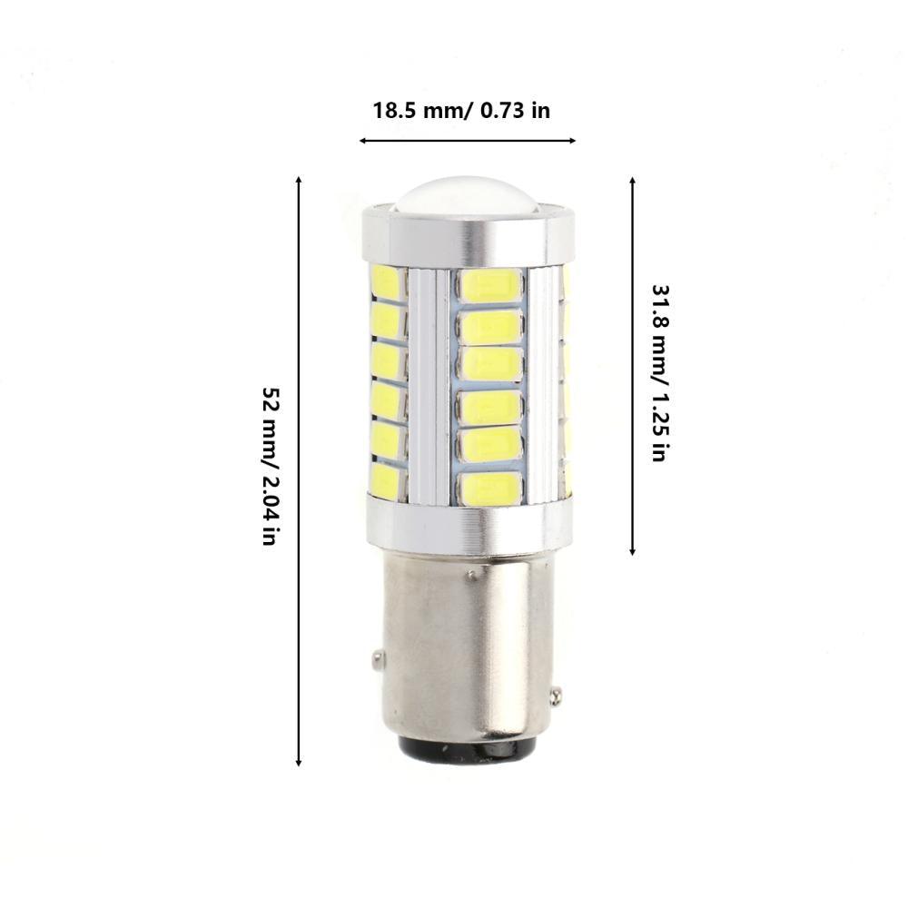 1157 BAY15D LED Backup Reverse/Turn Signal/Brake Tail/Side Marker Light Bulbs 20W 4000LM 6500K White 33LED Series | 2 Bulbs