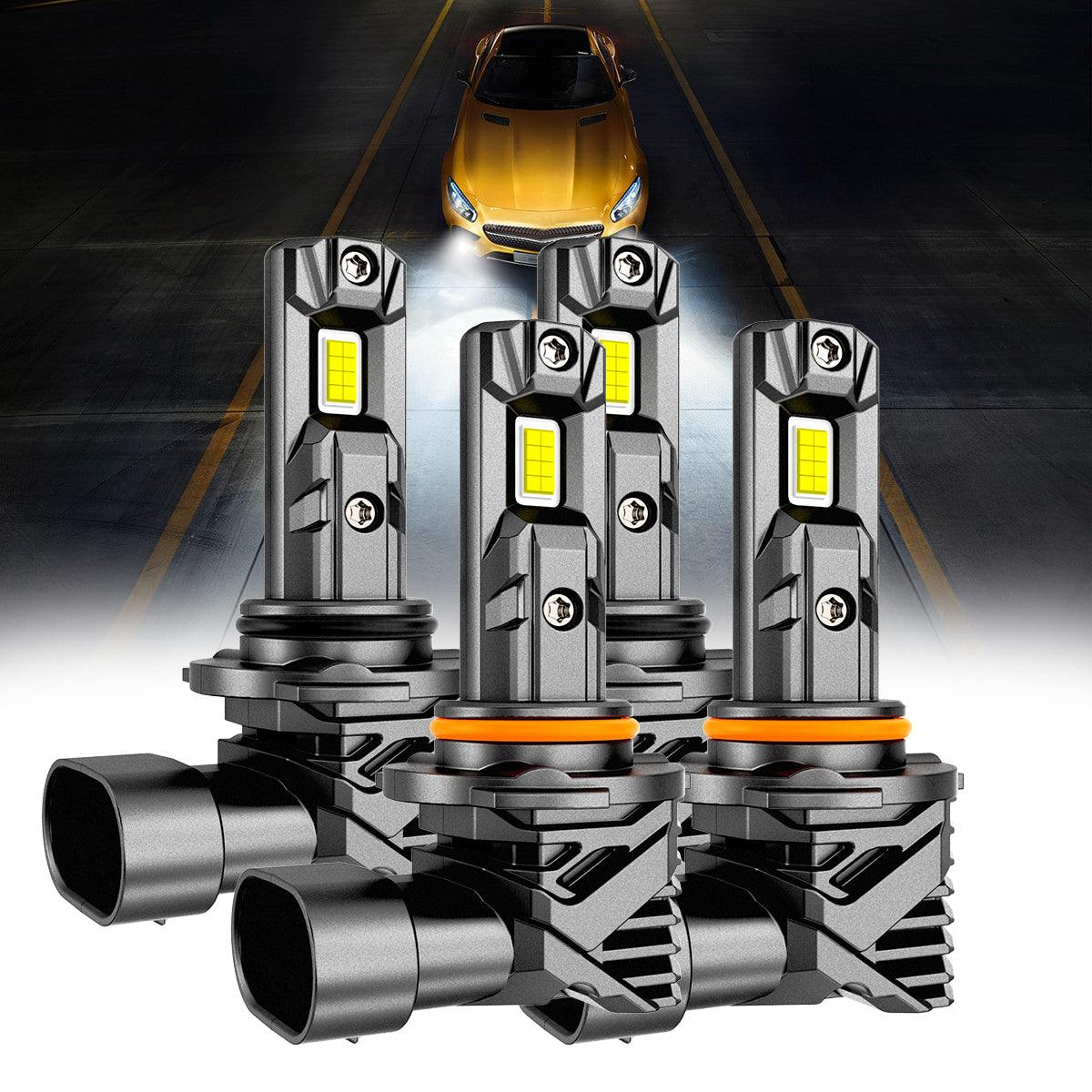🆕9005+9006 LED Headlight Bulbs Q15 Series Fanless&Wireless 60W 18000LM 6500K Cool White | 4 bulbs