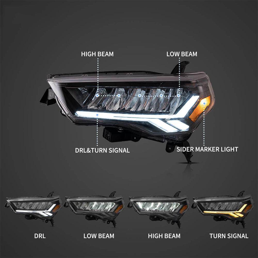 LED Headlight Assembly Reflection Bowl Chrome For 2014-2022 Toyota 4Runner 5th Gen (N280)