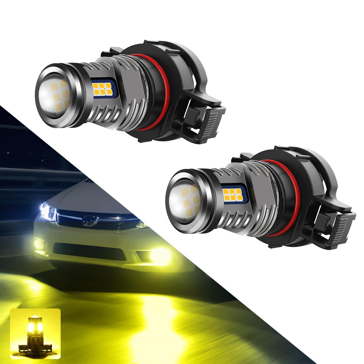 🔥(2pcs/set) 5202/5201/PS24W/H16EU Y2 Series 3-Sides Golden Yellow LED Fog Light/DRL