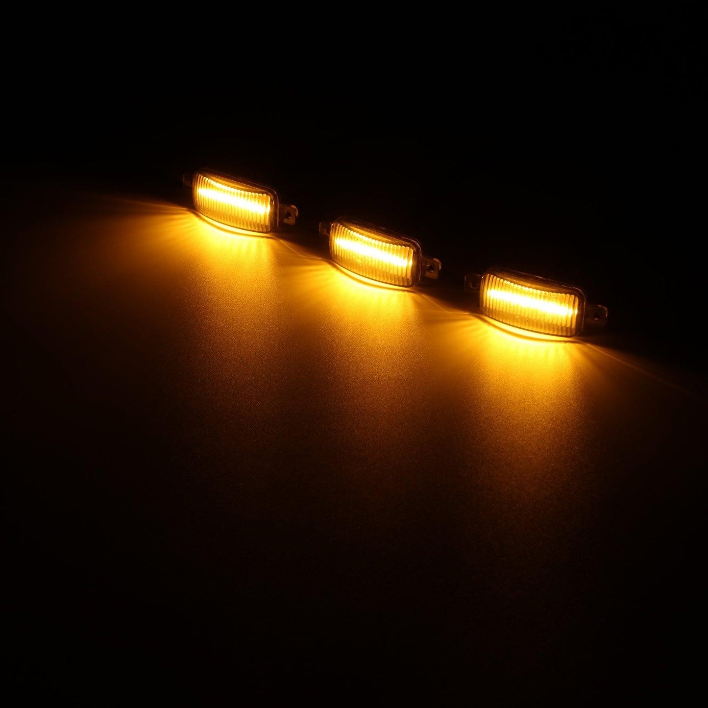 (3pcs/set) LED Front Grille Lights Raptor Style Amber Light Universal Car Modification (Amber shell/ Smoked shell)