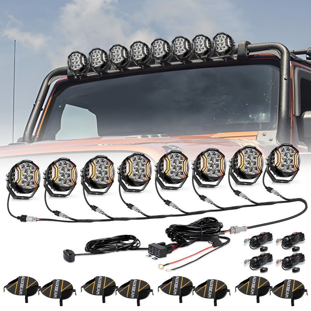 Serie V-ULTRA | Luces de cápsula blancas con tirador lateral LED de 5 pulgadas y 172 W con DRL ámbar