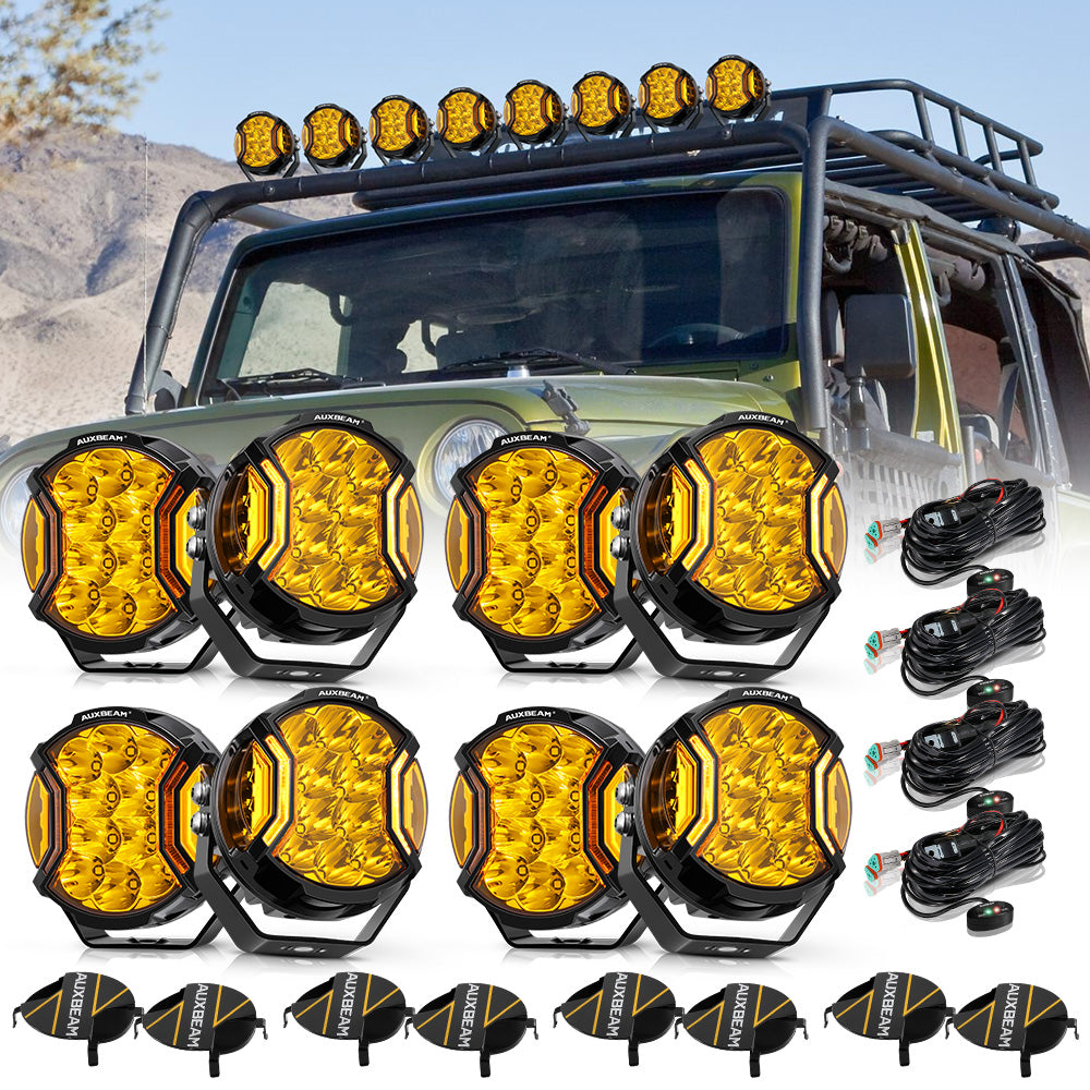 Serie V-ULTRA | Luces LED de 5 pulgadas y 172 W con tirador lateral ámbar/blanco con DRL ámbar
