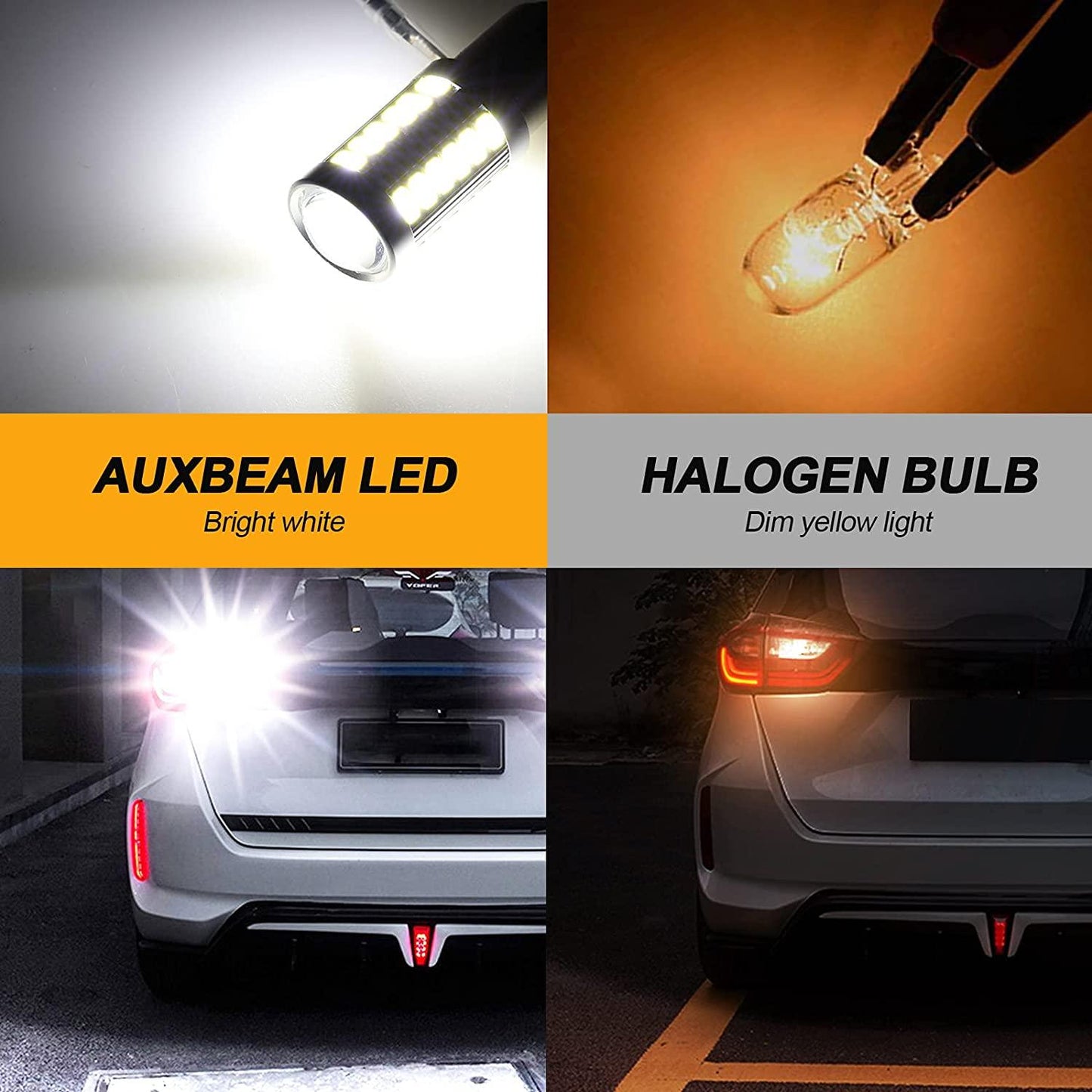 1157 BAY15D LED Backup Reverse/Turn Signal/Brake Tail/Side Marker Light Bulbs 20W 4000LM 6500K White 33LED Series | 2 Bulbs