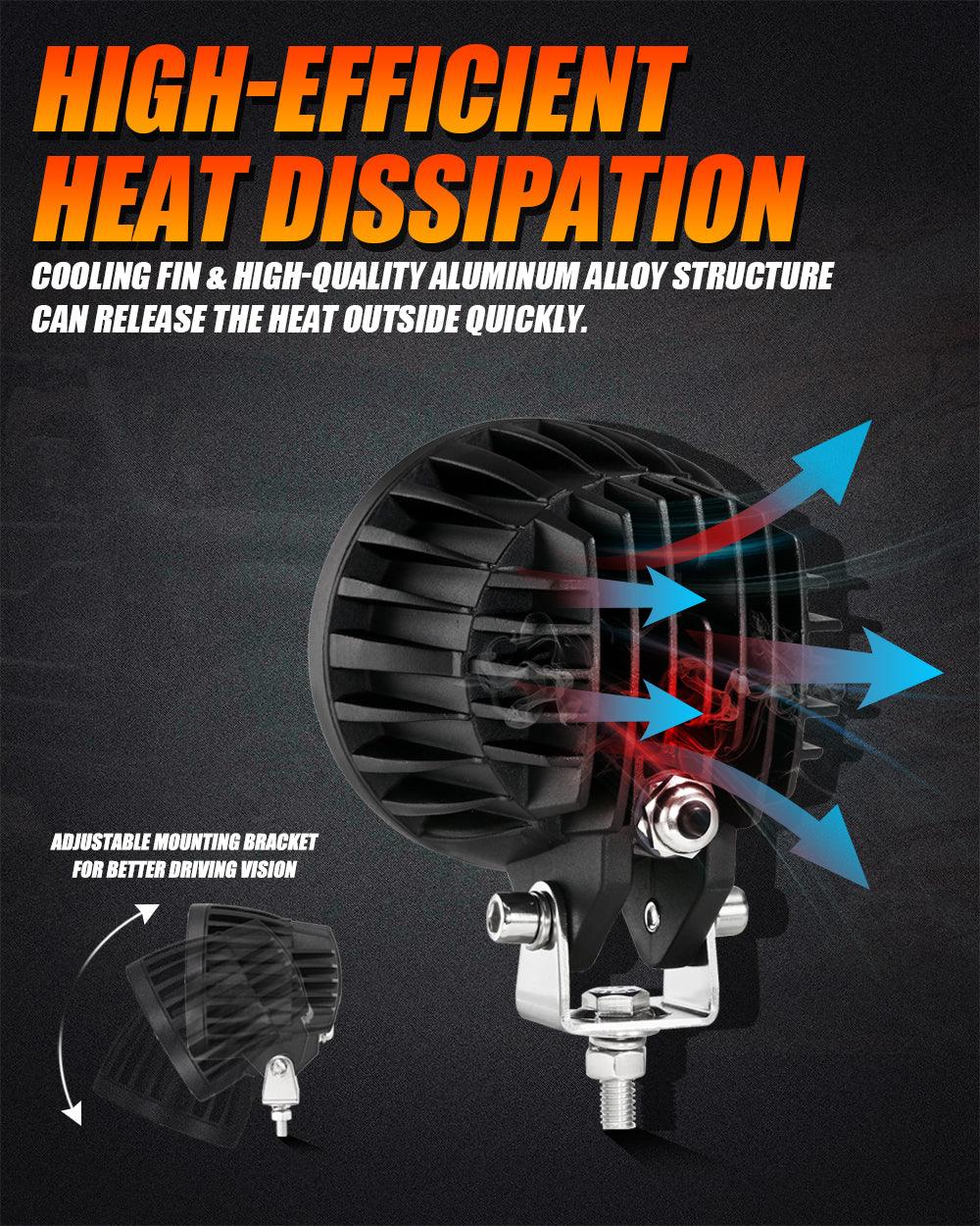 C4 Series | 4 Inch 110W 11000LM LED Pods Offroad LED Driving Lights with Amber DRL