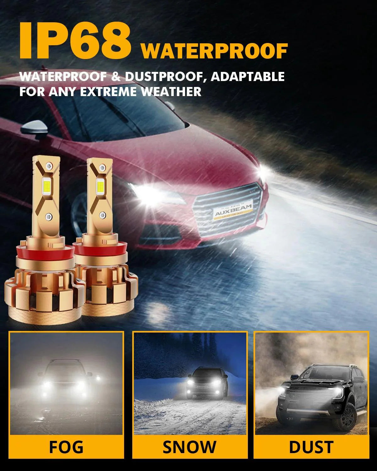 Bombillas LED para faros delanteros F-16 PLUS Series 18000LM 70W 6000K Blanco frío