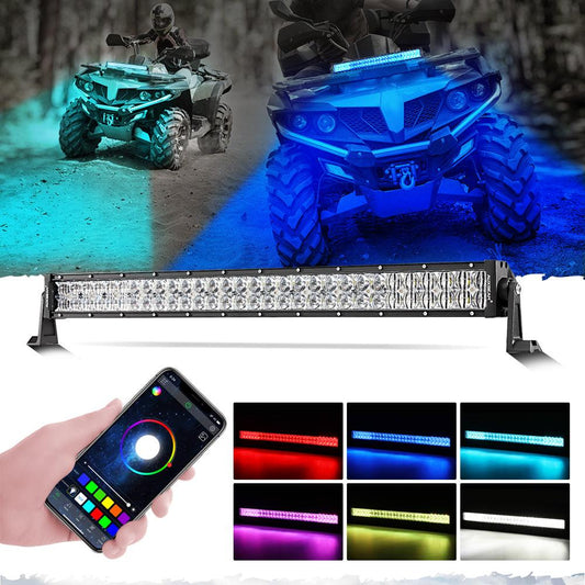 New 32 Inch V-PRO Series Straight RGBW Color Changing Off Road Led Light Bar for ATV UTV SIDE BY SIDES