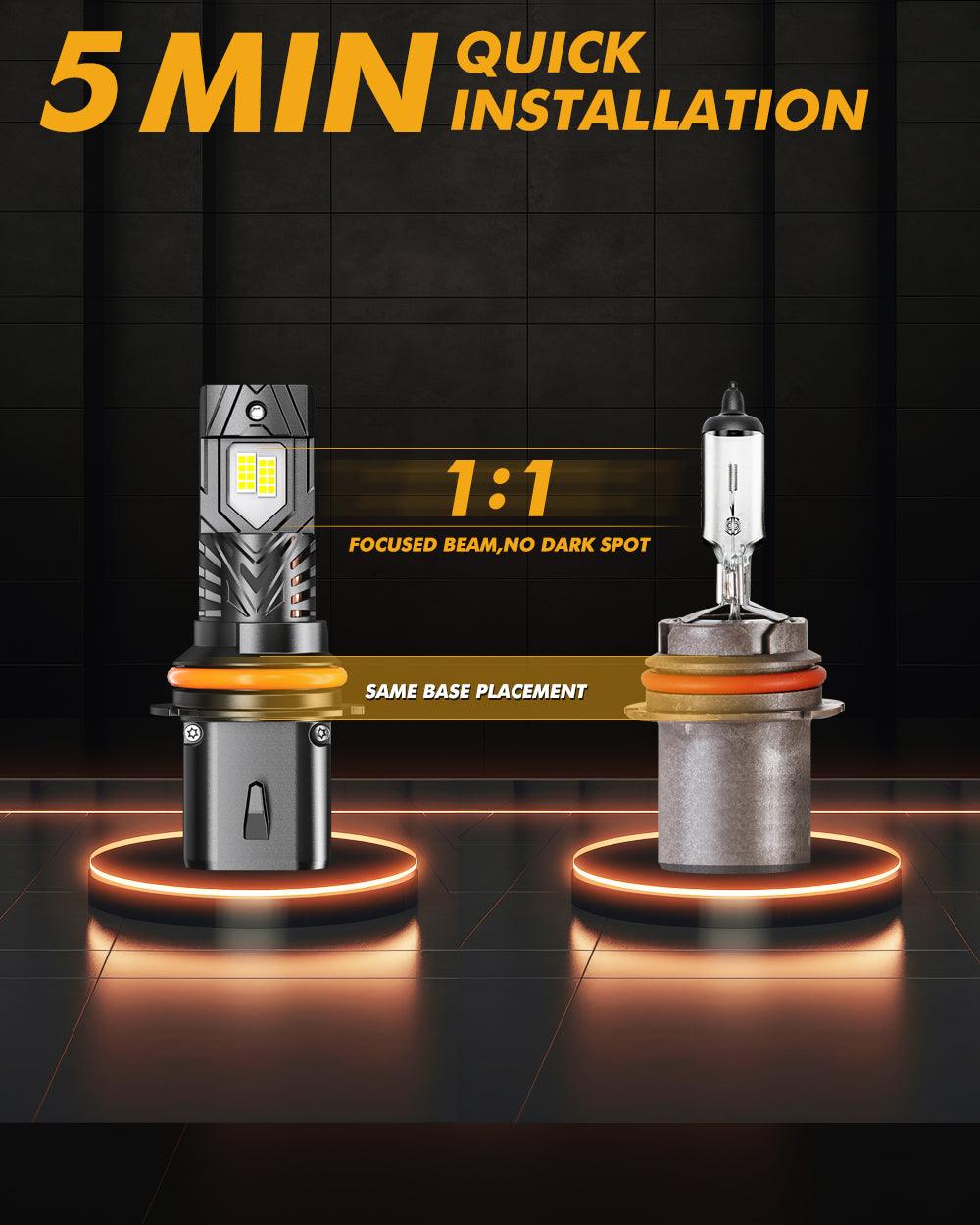 🆕9007/HB5 Bombillas LED para faros delanteros Serie Q40 Brillo ultraalto 120W 30000LM 6500K Blanco frío | 2 bombillas