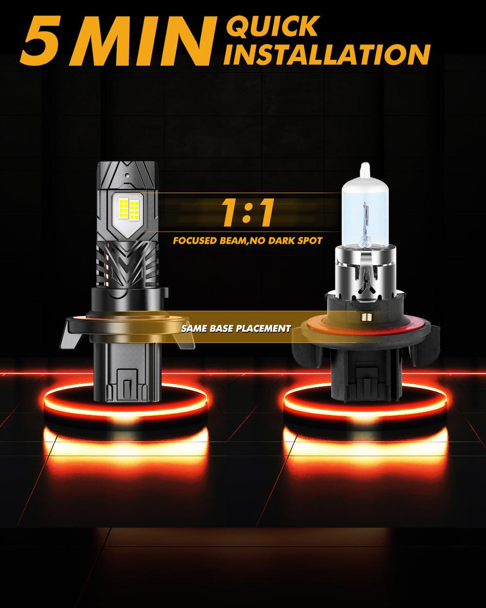 🆕Bombillas LED para faros delanteros H13/9008 Serie Q40 Brillo ultraalto 120W 30000LM 6500K Blanco frío | 2 bombillas