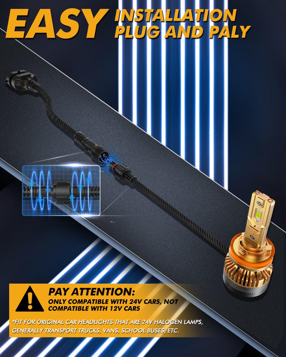 🆕Bombillas LED para faros delanteros de alta potencia S3 Pro Series 24V 24000LM 120W 6500K blanco frío
