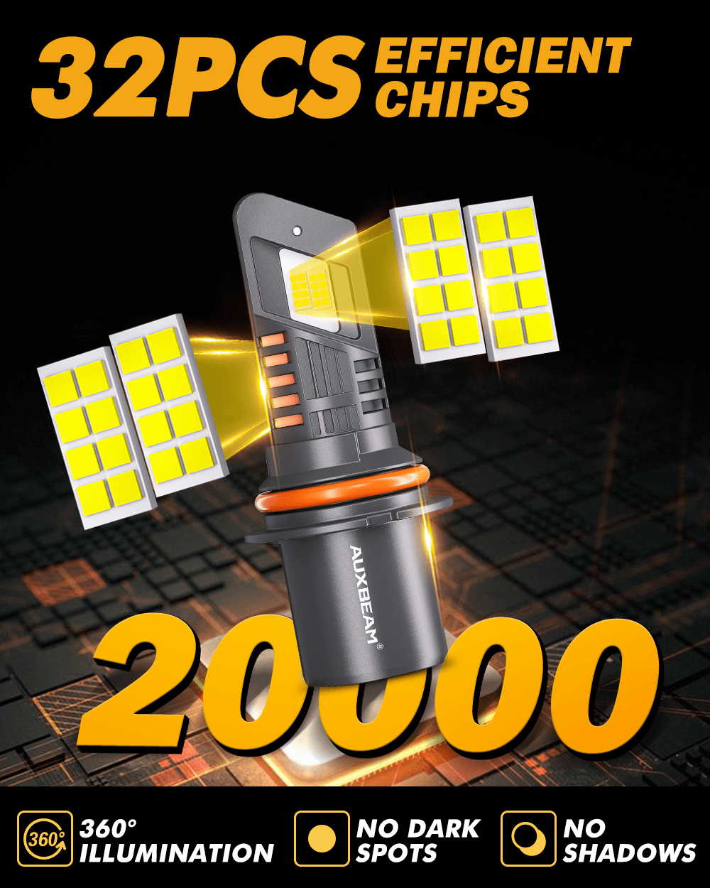 🆕9007/HB5 Bombillas LED para faros delanteros Serie Q25 Tamaño real 1:1 70W 20000LM 6500K Blanco frío | 2 bombillas