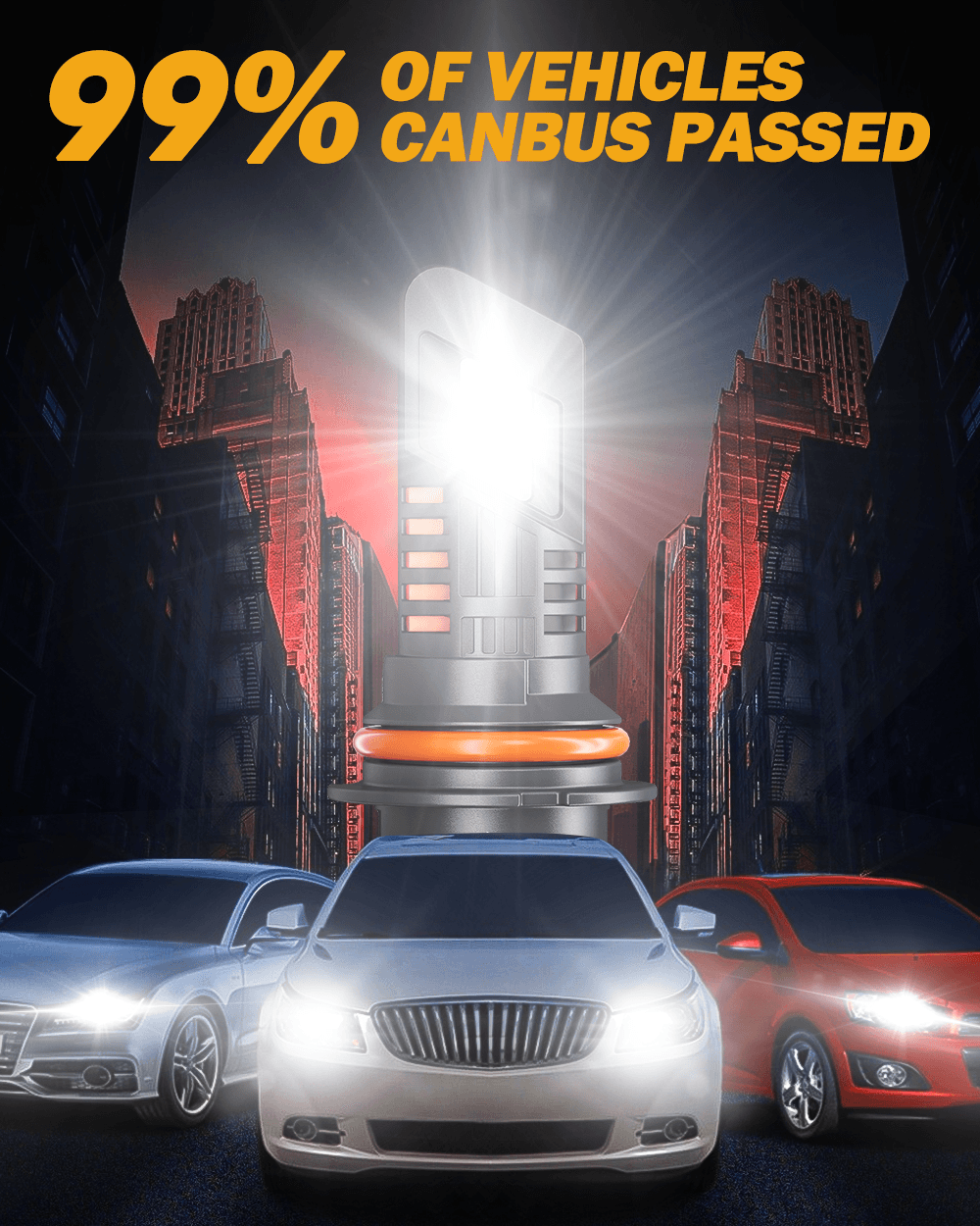 🆕9007/HB5 Bombillas LED para faros delanteros Serie Q25 Tamaño real 1:1 70W 20000LM 6500K Blanco frío | 2 bombillas