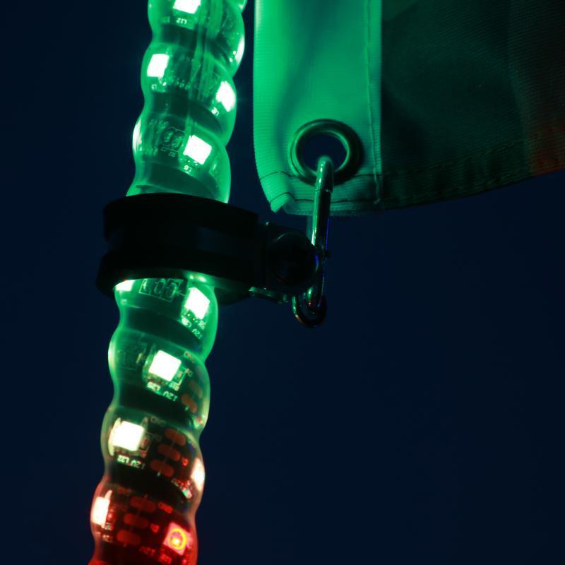 3FT/4FT LED RGB Whip Lights with Bluetooth/ Remote Controlled & Black Universal Flagpole Light Mount for all UTVs with 1.75" to 2" Roll Cage