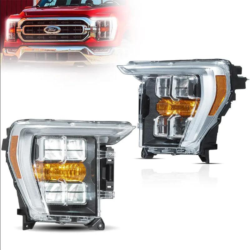 LED Headlight Assembly Reflection Bowl For 2021-2023 Ford F150 14th Gen Chrome