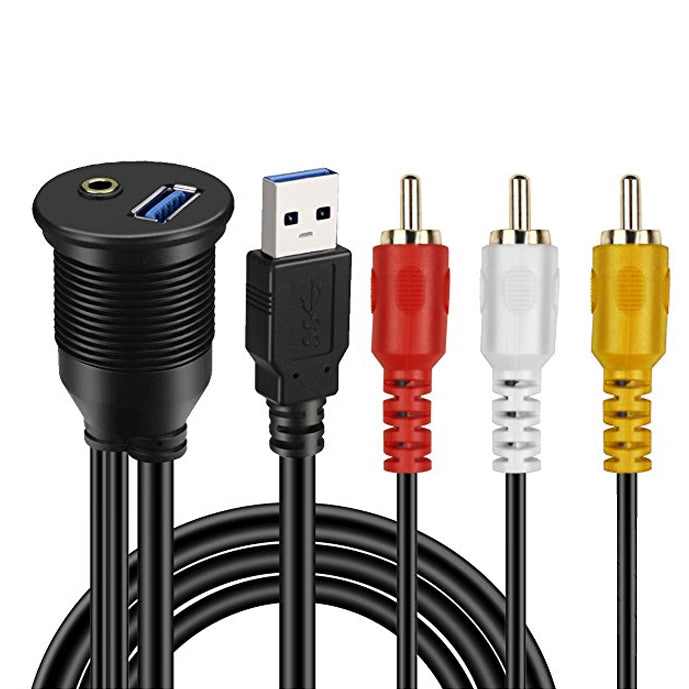 AMPIRE USB/AUX built-in socket with 200cm cable, RCA