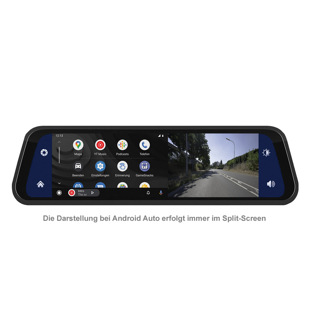 AMPIRE smartphone mirror monitor 22.9cm (9'') AHD Dual Dashcam & Rearview camera