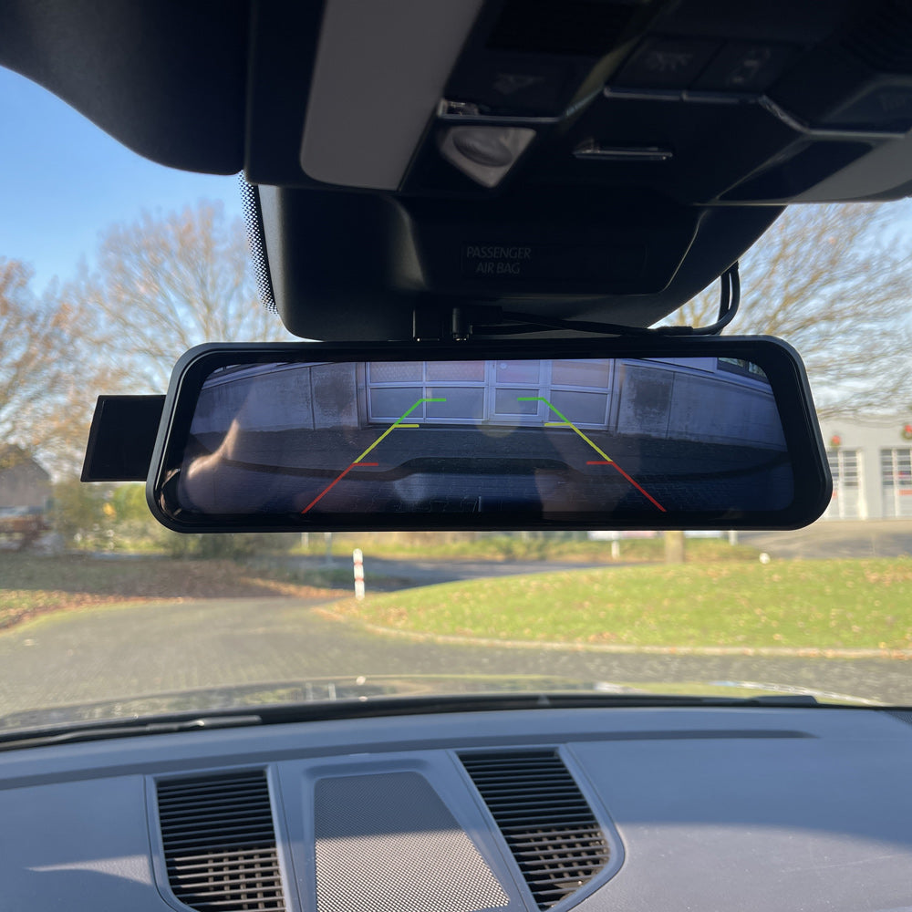AMPIRE smartphone mirror monitor 22.9cm (9'') AHD Dual Dashcam & Rearview camera