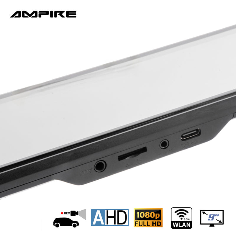 AMPIRE smartphone mirror monitor 22.9cm (9'') w. AHD Dashcam & RVC input (AHD)