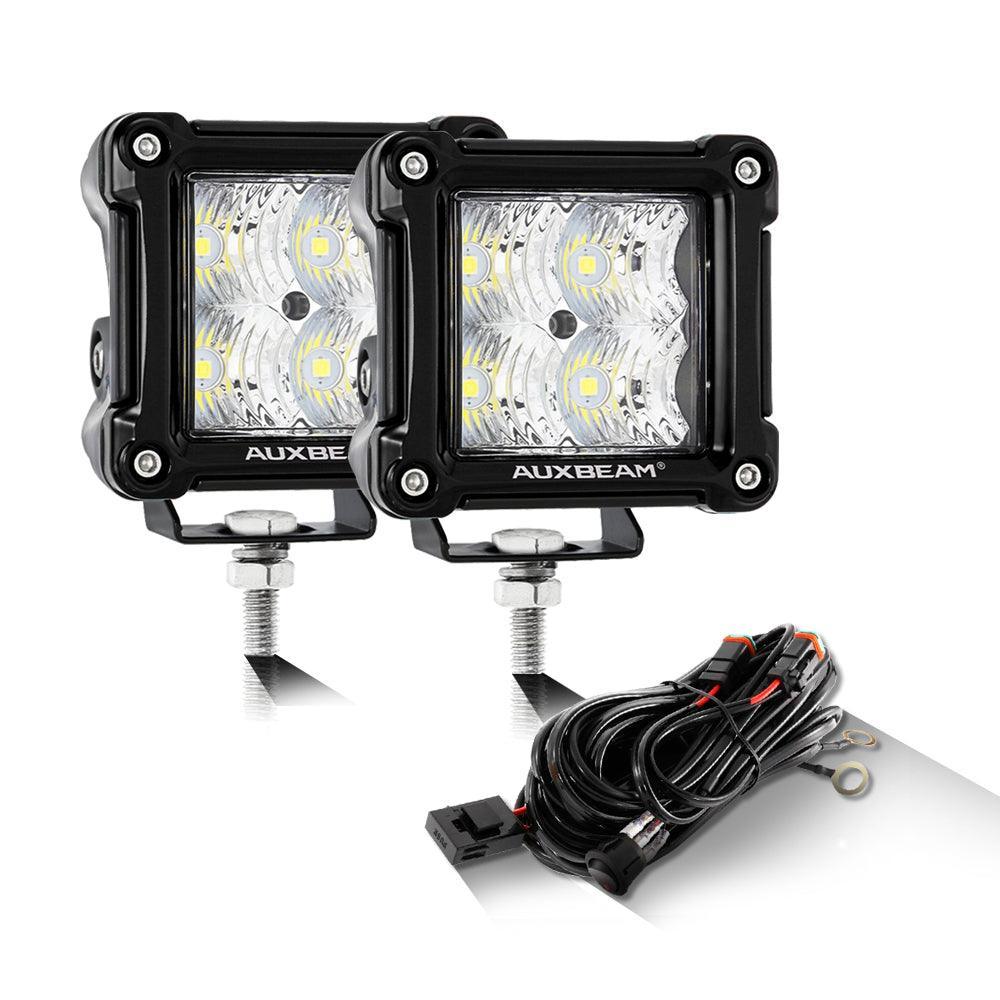 3 Inch LED Pods Light Spot/Flood Beam with Wiring Harness & LED Pod Lights Mounting Brackets Combo for 2014-2021 Polaris RZR 900 1000 & TURBO RI