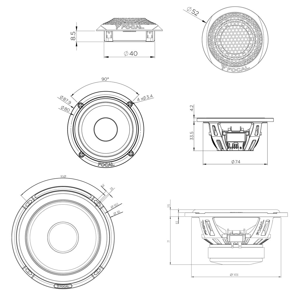 FOCAL Kompo-Lautsprecher FLAX EVO-Serie, 16.5cm, 3-Wege