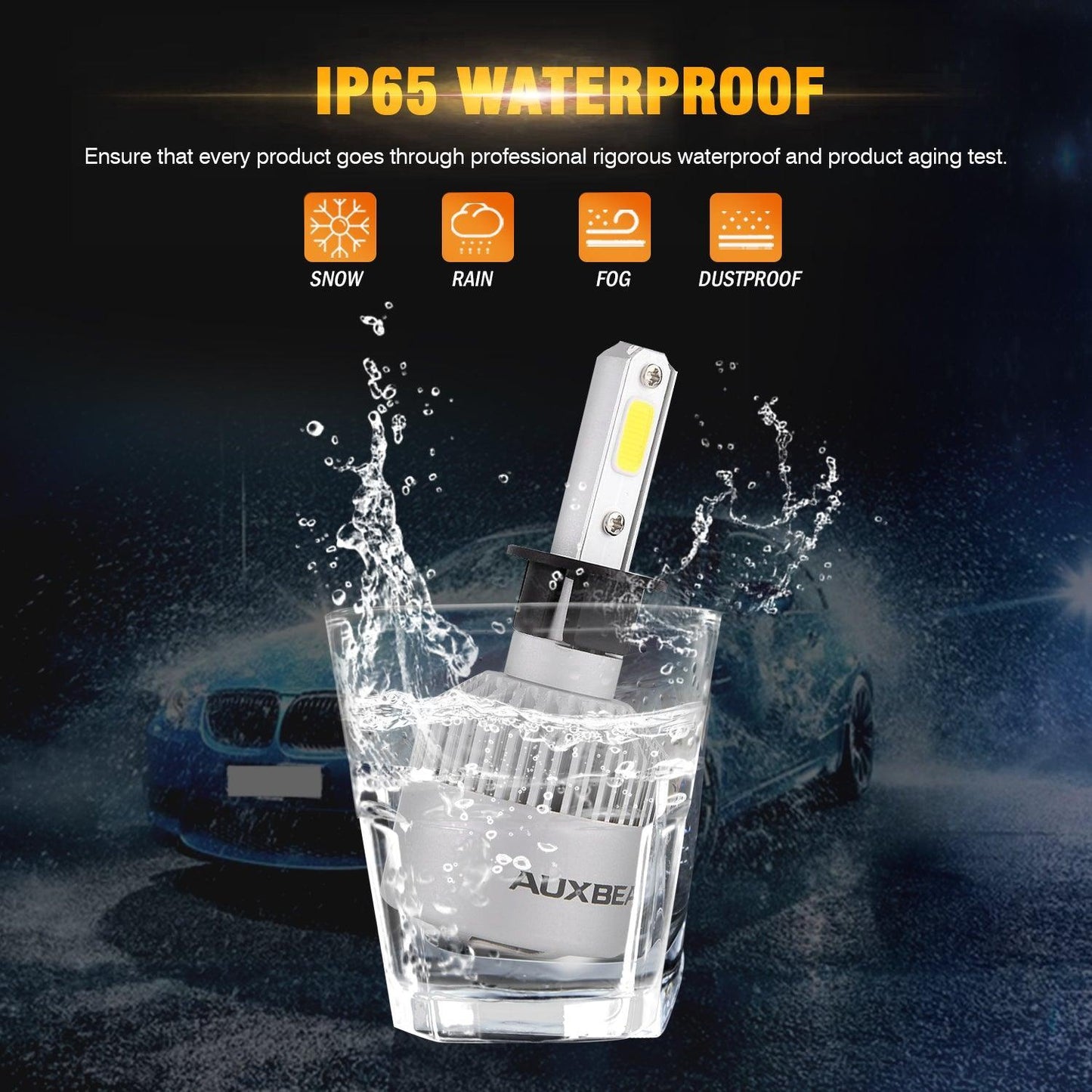 H3 LED Headlight Bulbs 72W 8000ML S2 Series Super Brightes COB 6500K Cool White | 2 bulbs