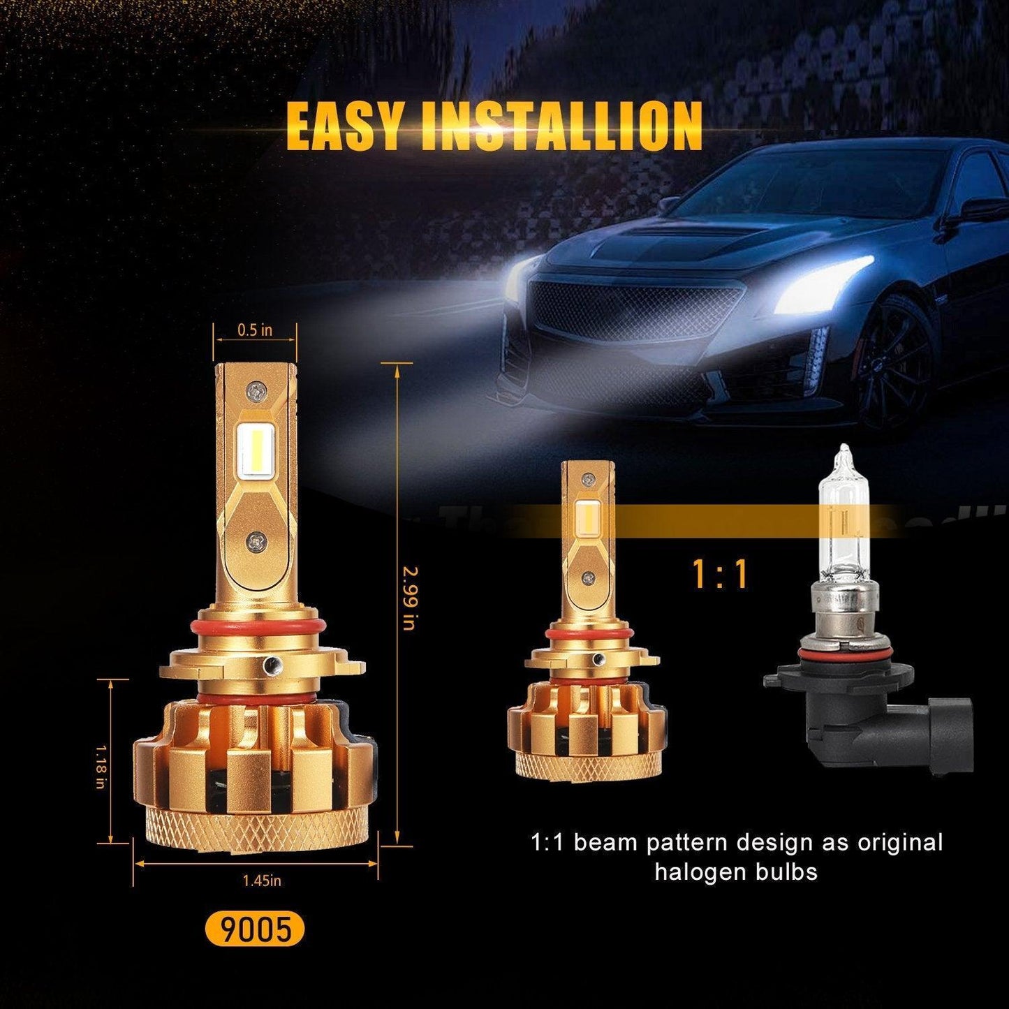 For 2015-2019 Hyundai Sonata(GL GLS LIMITED SE...) F-16 Plus Series Built-in Canbus Automotive Grade 14000LM LED Light Bulbs High Low Beam Bundle