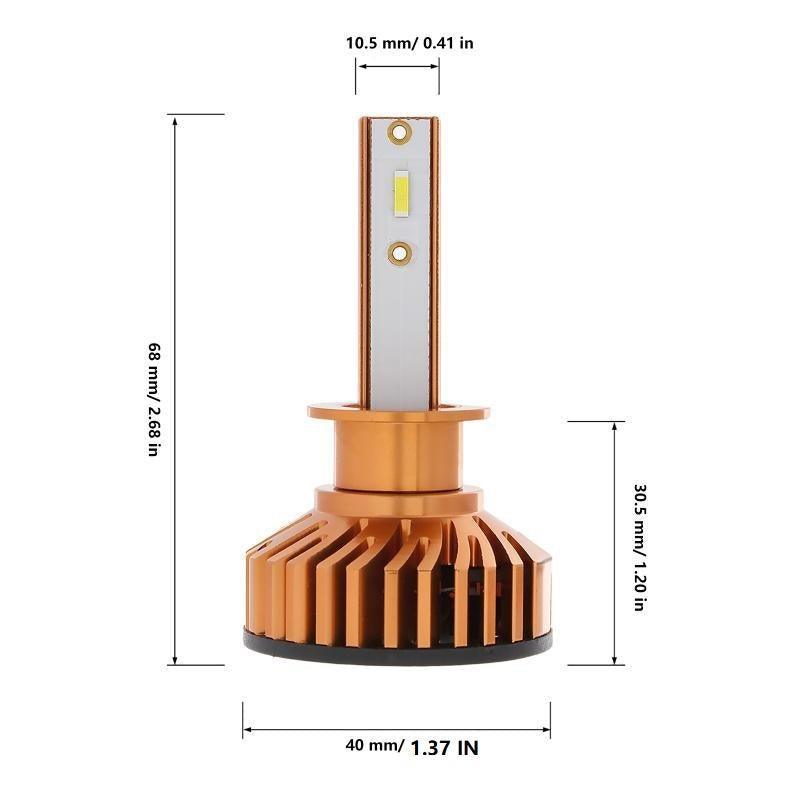 H1 LED Headlight Bulbs 52W 10000LM F2 Series Mini Size 6500K Cool White | 2 bulbs