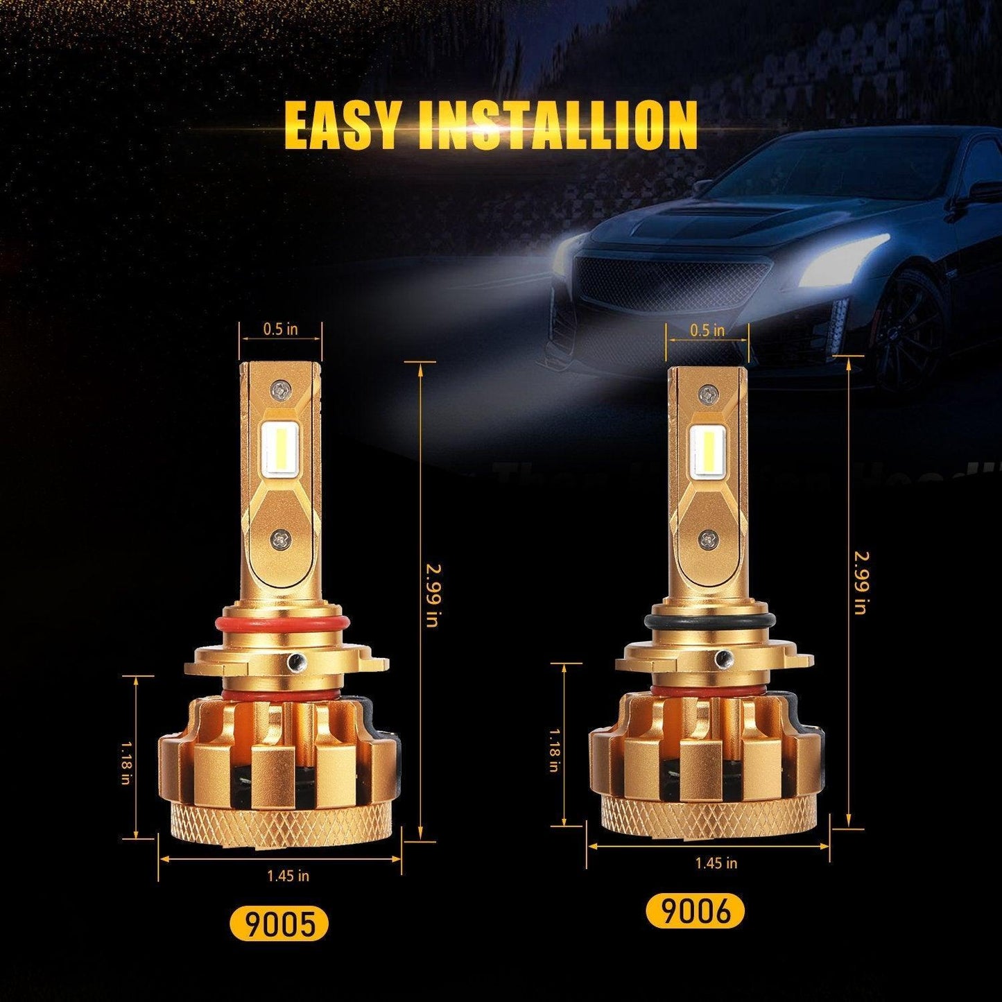 Bombillas LED para faros delanteros 9005+9006 70W 18000LM Serie F-16 Plus Blanco frío 6000K más brillante | 4 bombillas