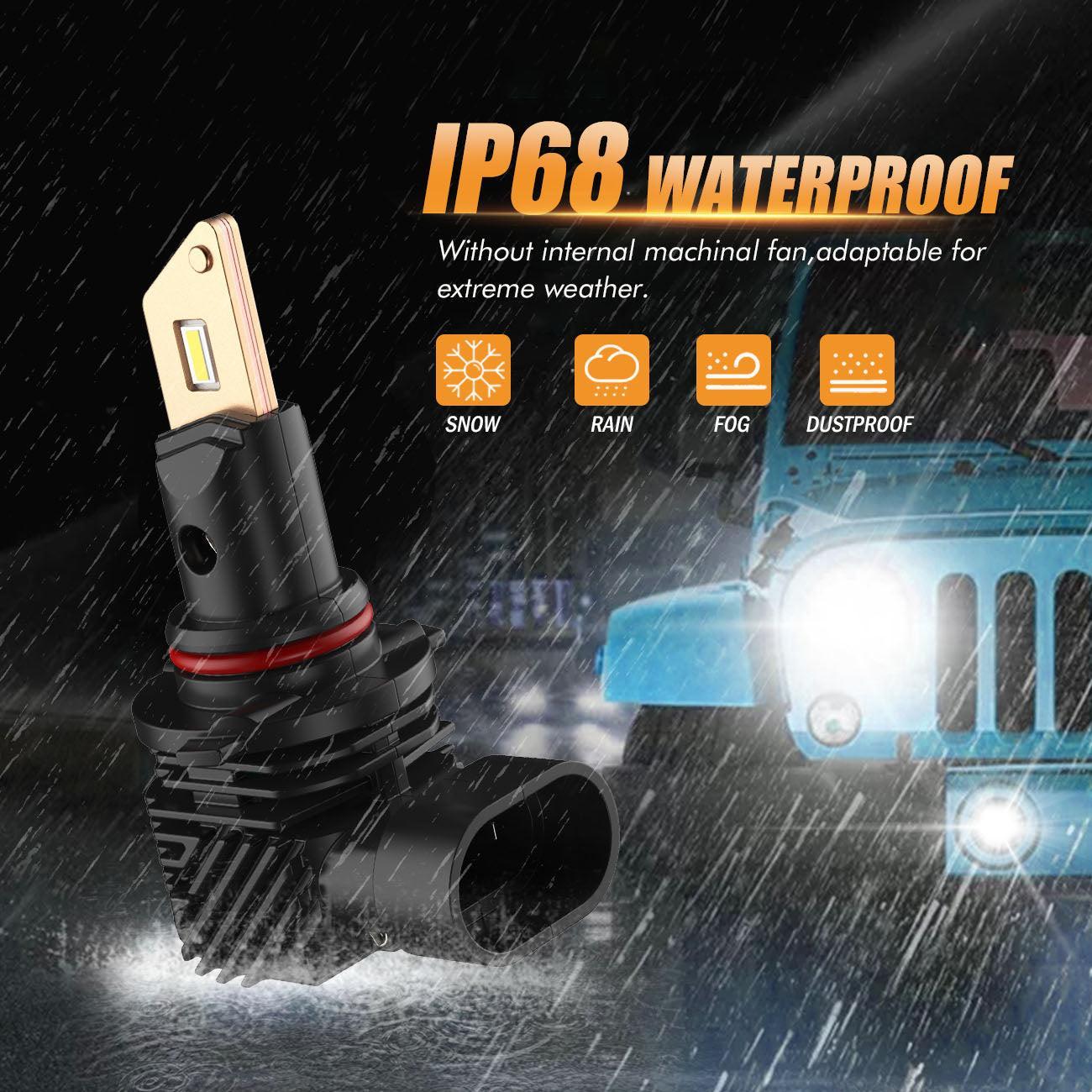 Fanless&Wireless 1:1 Halogen Size Q10 Series 8000ML 44W LED Headlight Bulbs 6500K Cool White