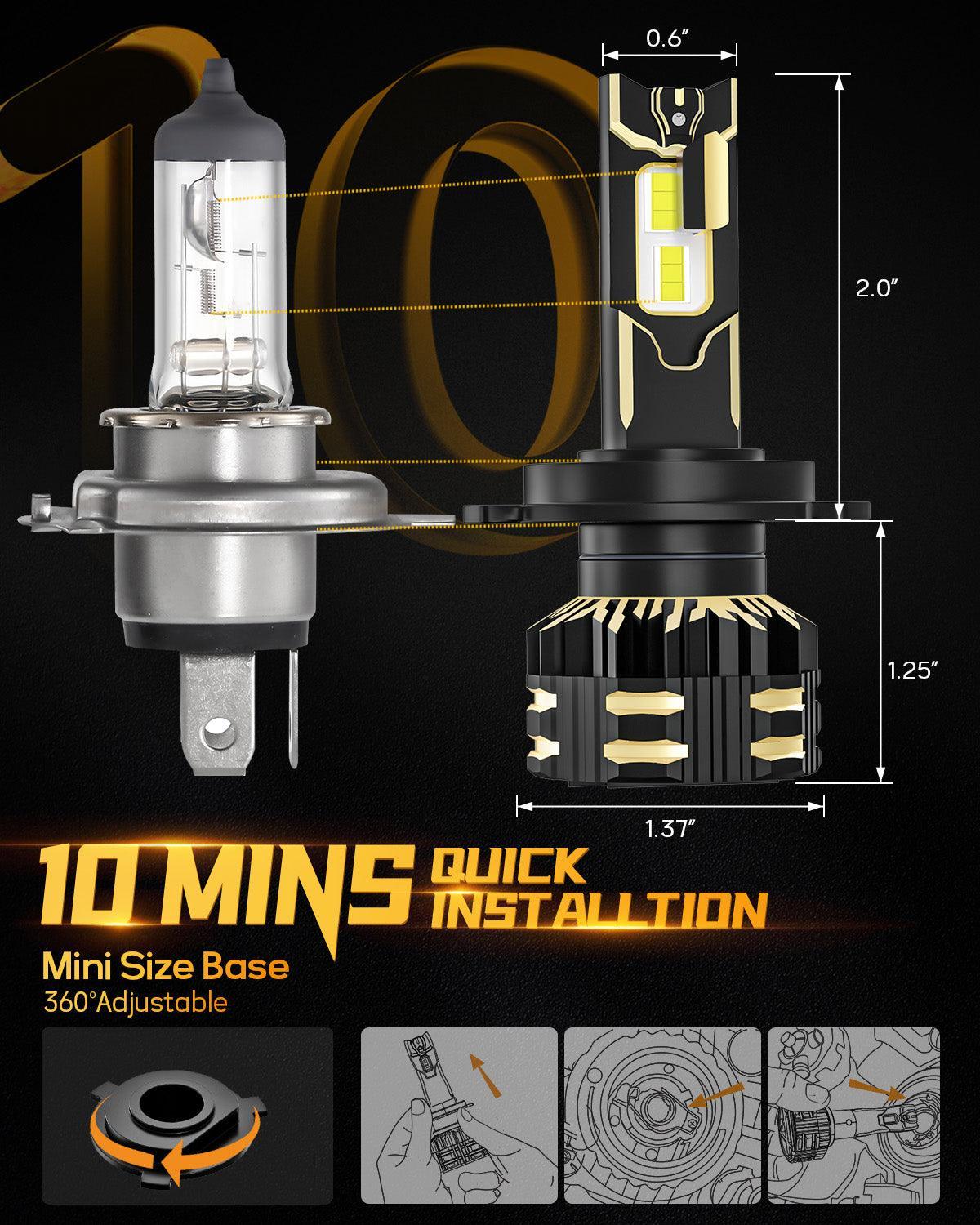 H4/9003 LED Headlight Bulbs 120W 25000LM GX Series Brightest 6500K Cool White | 2 Bulbs
