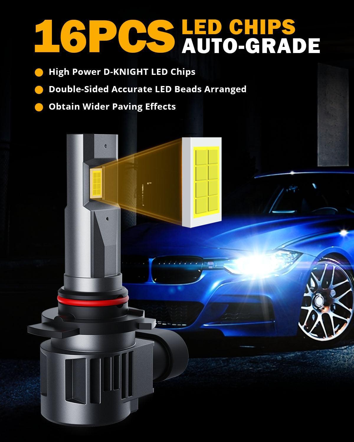 9012/HIR2 Bombillas LED para faros delanteros 90W 22000LM Serie Q20 1:1 Tamaño halógeno 6500K Blanco frío | 2 bombillas