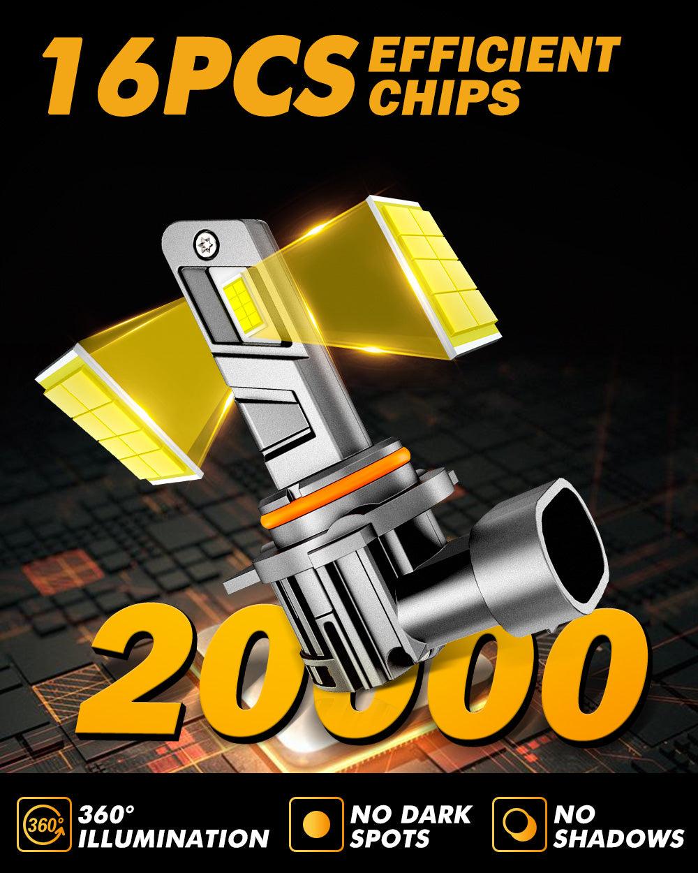 🆕9012/HIR2 LED Headlight Bulbs Q25 Series Real 1:1 Size 70W 20000LM 6500K Cool White | 2 bulbs