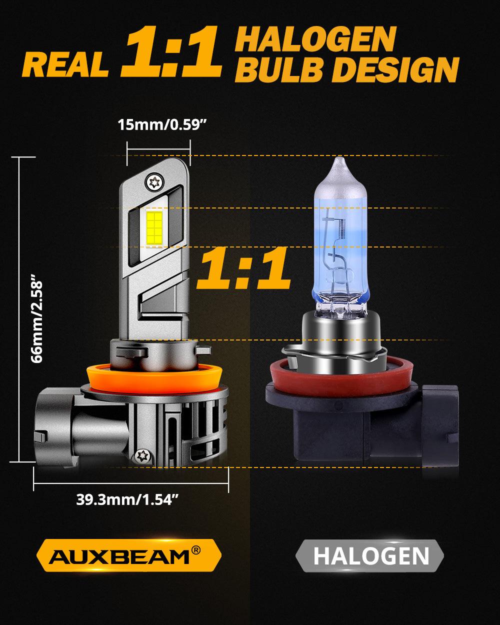 🆕H11+H11 LED Headlight Bulbs Q25 Series Real 1:1 Size 70W 20000LM 6500K Cool White | 4 Bulbs