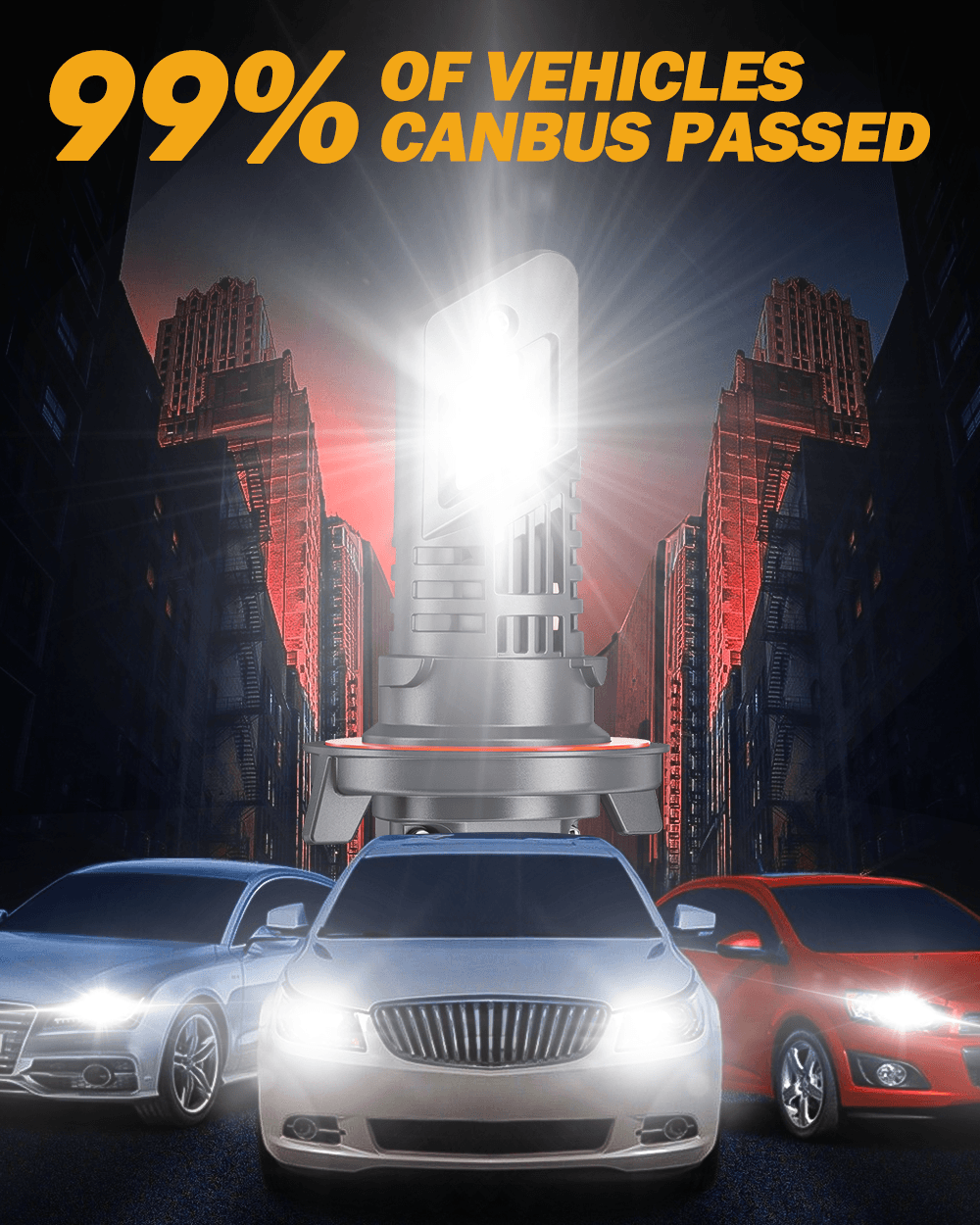 🆕Bombillas LED para faros delanteros H13/9008 Serie Q25 Tamaño real 1:1 70W 20000LM 6500K Blanco frío | 2 bombillas