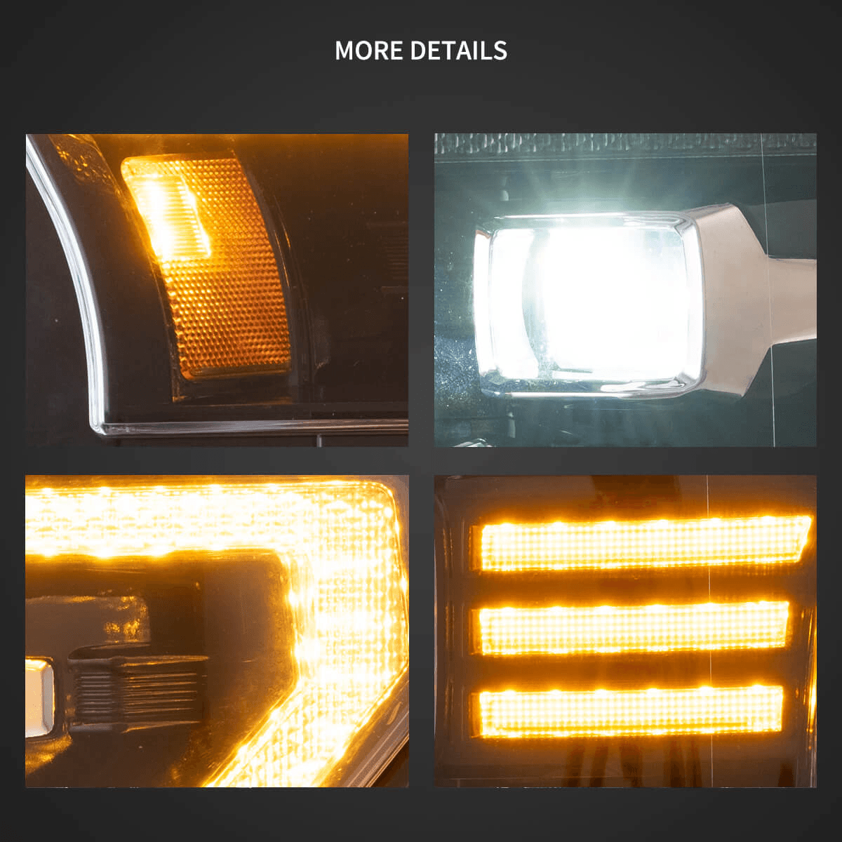 LED Headlight Assembly Dual Beam Projector Black For 2015-2017 Ford F150 (Fit Factory Halogen Version Only)