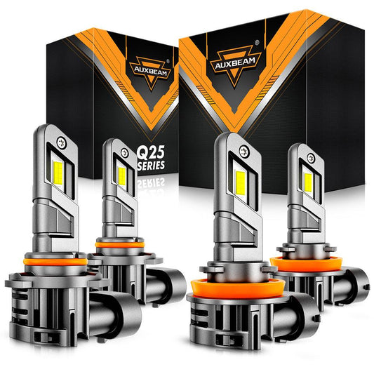 🆕9005+H11 Bombillas LED para faros delanteros Serie Q25 Tamaño real 1:1 70W 20000LM 6500K Blanco frío | 4 bombillas