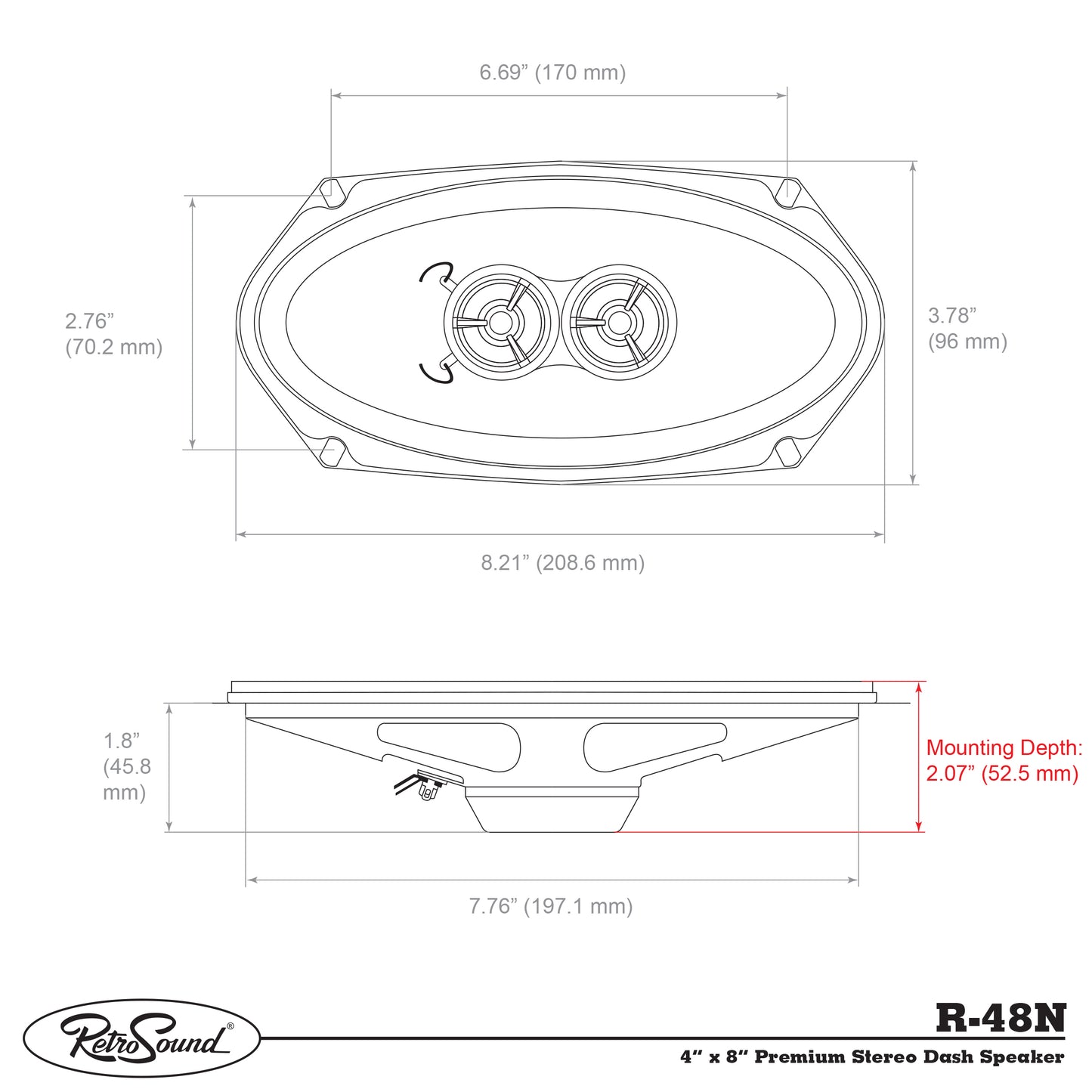 RETROSOUND DVC-Speaker 4''x8'', 101x202mm (piece), Neodym