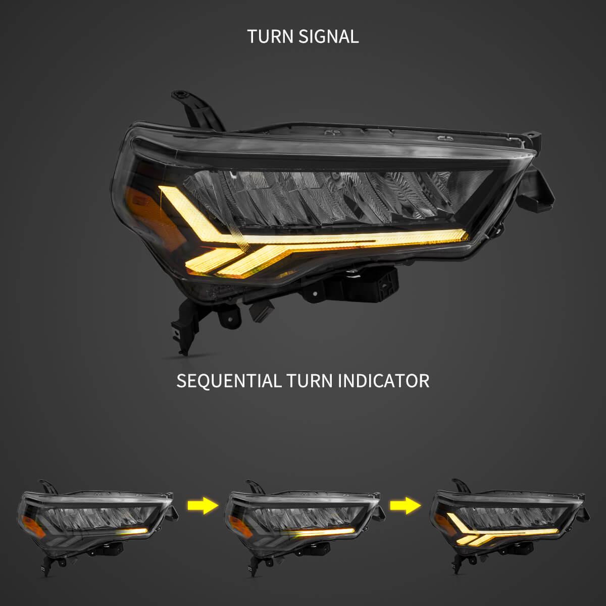 LED Headlight Assembly Reflection Bowl Chrome For 2014-2022 Toyota 4Runner 5th Gen (N280)