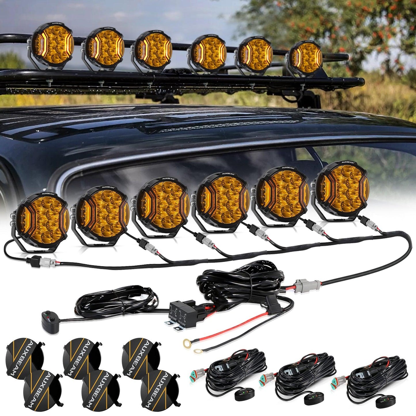 Serie V-ULTRA | Luces LED de 5 pulgadas y 172 W con tirador lateral ámbar/blanco con DRL ámbar