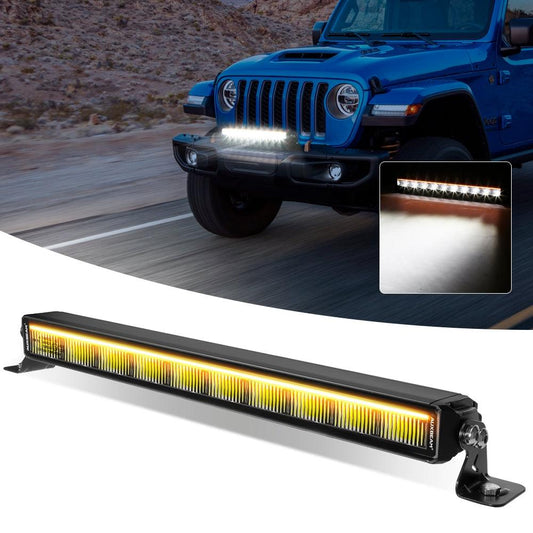 SP-DRL Series 22 Inch 114W 12440LM Single Row Off Road LED Light Bar With Amber&White DRL