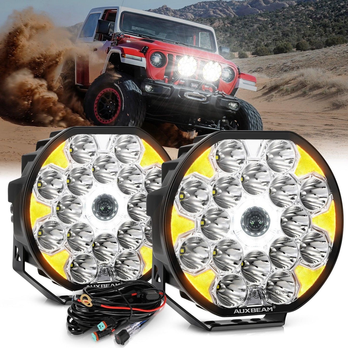 360-Ultra Series 8,5 pulgadas 220W LED Spot luz de conducción luces todoterreno con DRL blanco y luz de señal de giro ámbar
