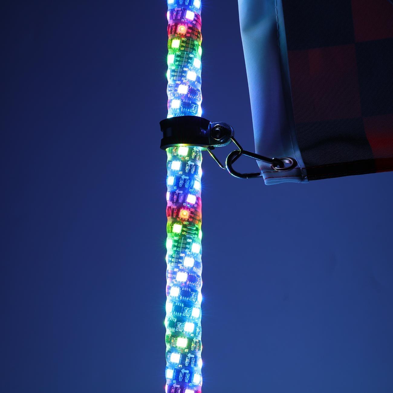 3FT/4FT RGB LED Whip Light Rotating Color Changing Flag Pole with Bluetooth Controlled