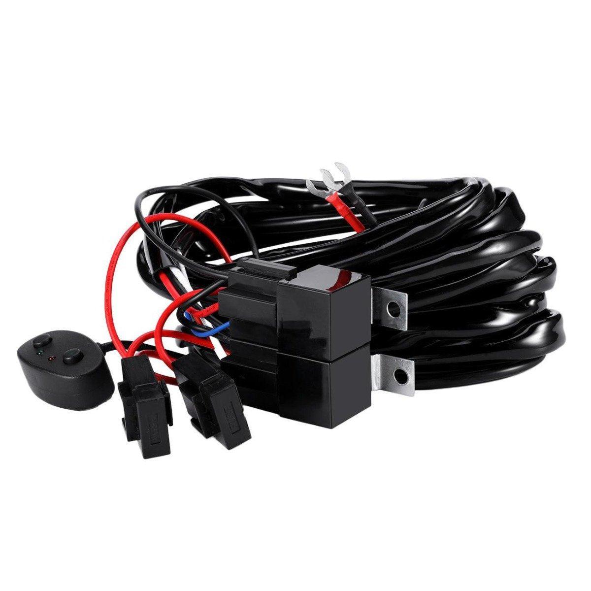 (1 cable 14 AWG para barra de 300 W) Arnés de cableado de barra de luz LED con fusible Interruptor de encendido/apagado de relé de 40 A