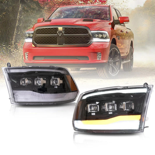 LED Headlight Assembly Matrix Projector Black For 2009-2018 Dodge Ram 4th Gen 1500 2500 3500